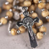 Rosary Wooden Beads St Benedict Crucifix Miraculous Medal 3-in-1 devotion NO CASE