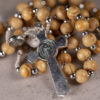 Rosary Wooden Beads St Benedict Crucifix Miraculous Medal 3-in-1 devotion NO CASE - Image 4