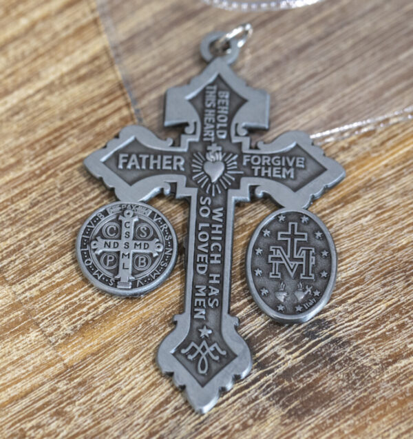 Pardon Crucifix with St Benedict & Miraculous Medals - Image 5
